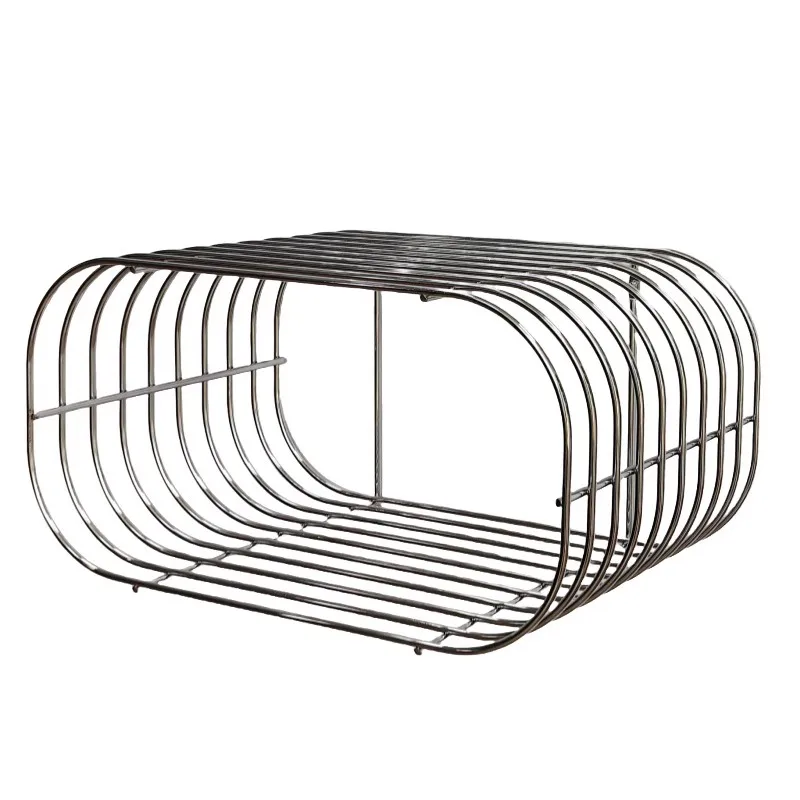 

Creative combination of stainless steel line edges, metal bookshelf, medieval household bedside table