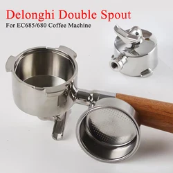 Double Spout 51mm Coffee Portafilter With 1 2 Cups Basket for Delonghi ECO680 ECO685