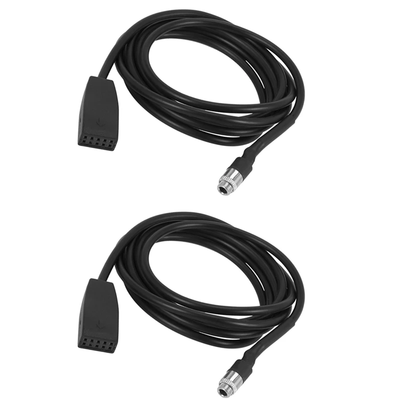 

2X High Quality Black 10 Pin 3.5 Mm Jack Socket Car USB AUX IN Adapter Cable For BMW E39 E53 BM54 X5 E46