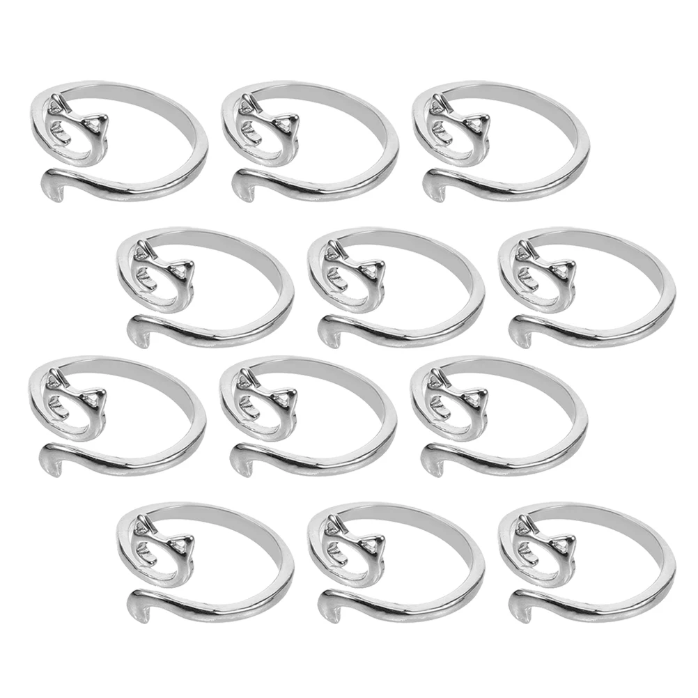 

12Pcs Cute Alloy Crochet Rings Smooth Surface Knitting Loops Tension Holder Decorative Accessories Crochet Ring