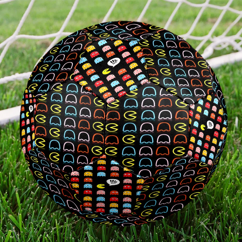 Ballon de football Pacman Creative taille 5, motif figurines d'anime, cadeau de vacances, cousu à la machine, ballon d'entraînement_LIAN