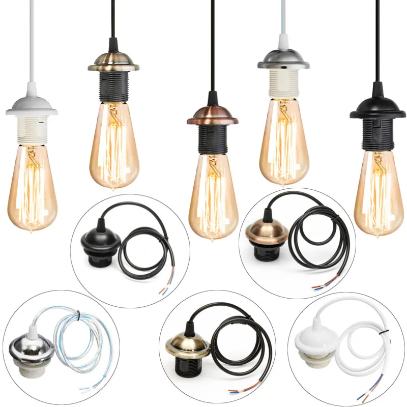 Retro vintage edison lâmpada e27 soquete luzes pingente soquete parafuso base de alumínio luz industrial retro suporte da lâmpada montagem