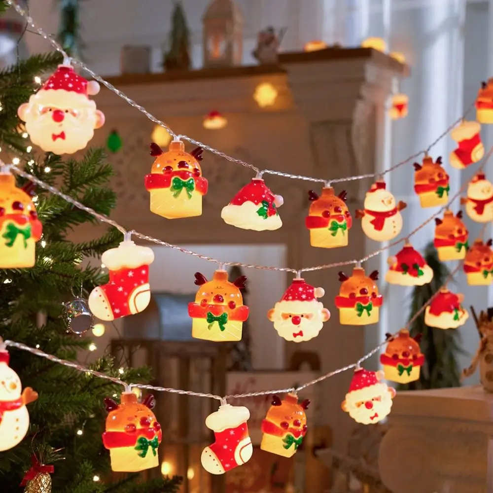 Battery Powered Christmas LED String Lights Assorted Shapes 3D Design Fairy String Lights 20 LED Count Mixed Characters