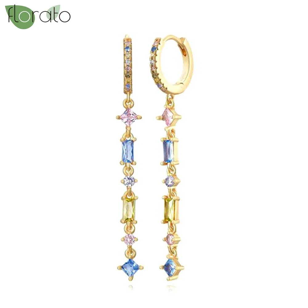 925 Sterling Silver Small Hoop Earrings, Blue Pendant