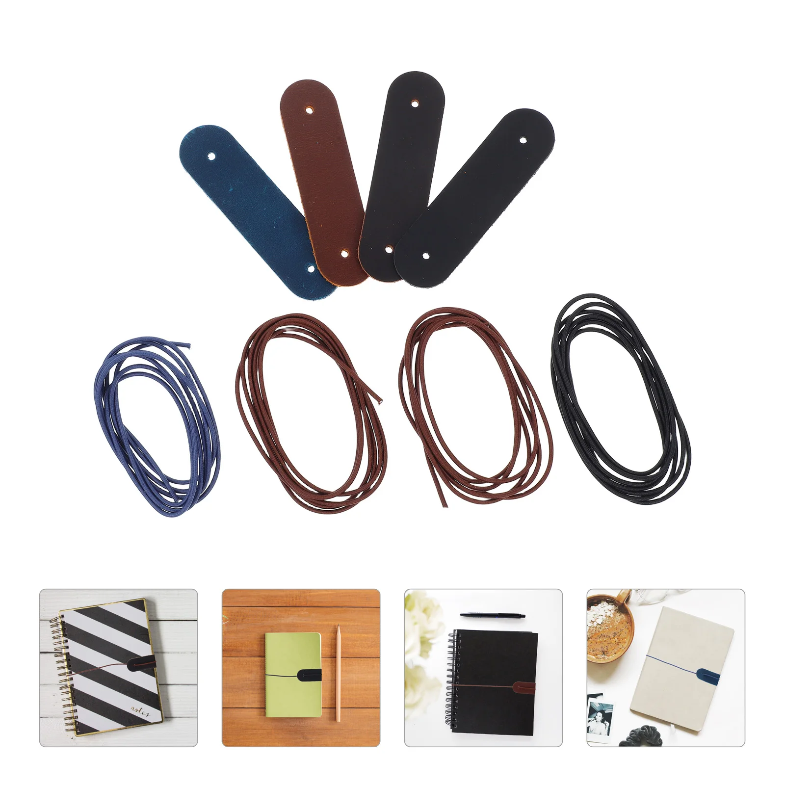 4 Stück Kantenschutz Laptop-Zubehör Notebook Rindsleder Journal Layer elastische Riemen Bänder