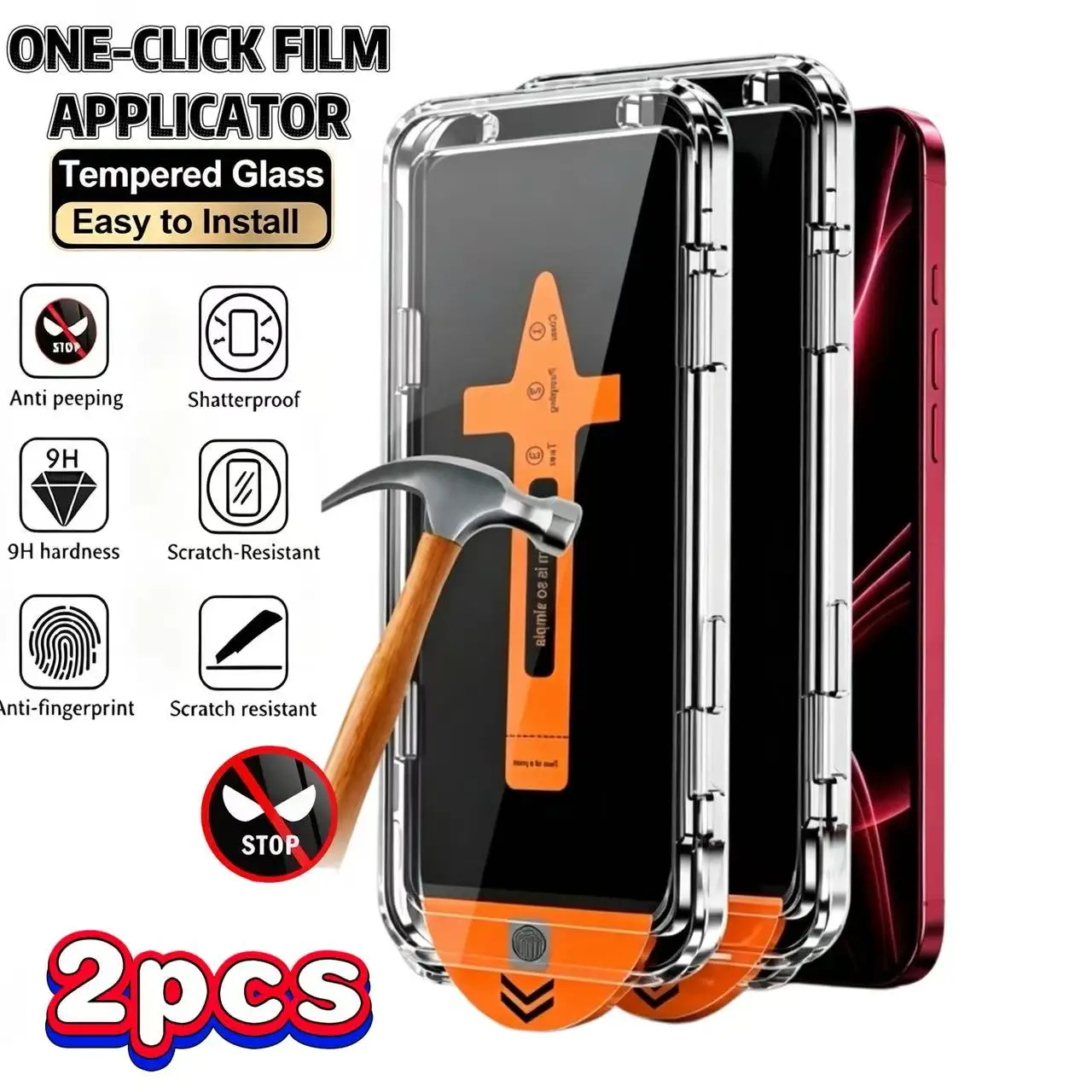 9H Privatsphäre-Schutzglas für iPhone 18Pro/18Promax/Iphone 17 Pro Max/17/16 Pro Max/16 Plus/16/15 Pro Max/14/13/12/11, 2er-Pack, Anti-Spionage Vollflächiger Displayschutz aus Glas