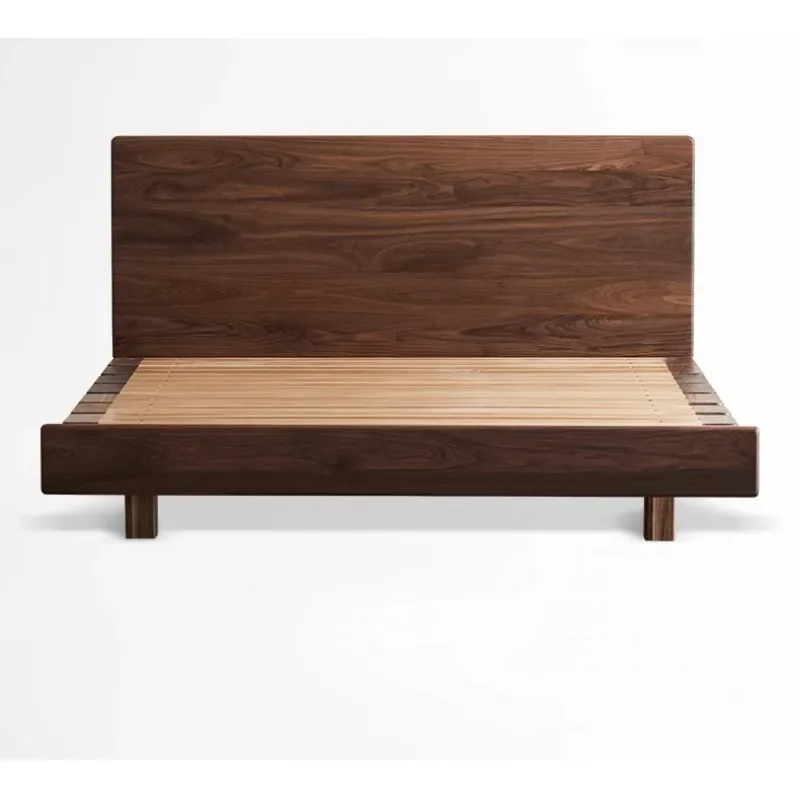 

Shufu black walnut flush edge bed all solid wood