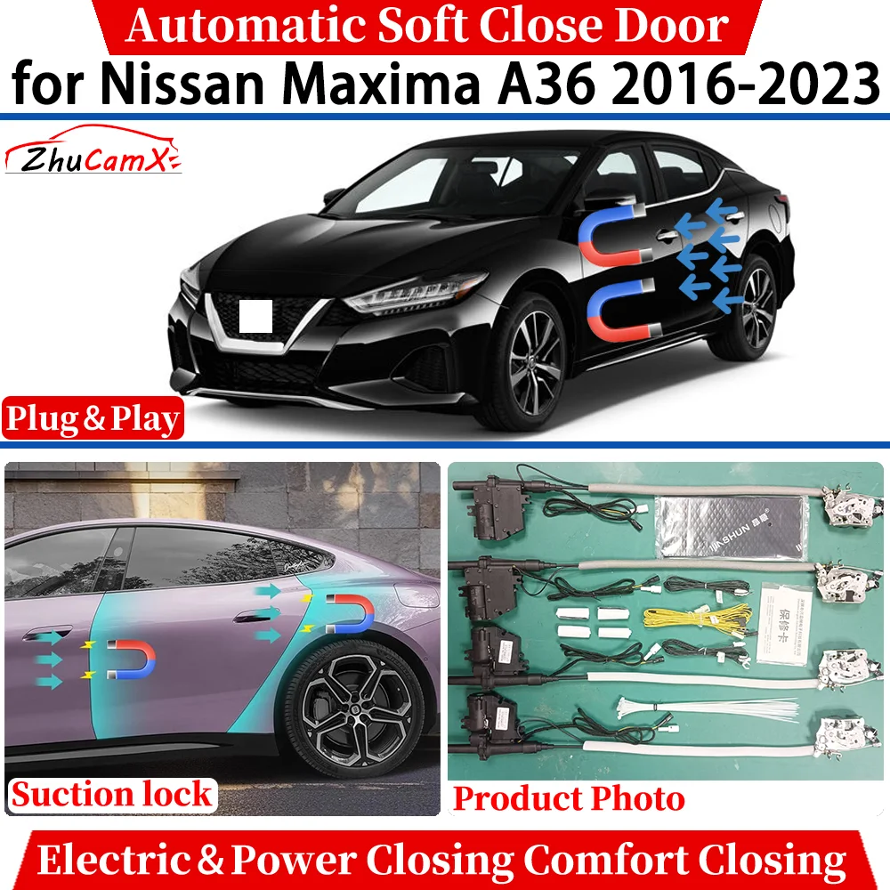 

Система автоматического плавного закрывания дверей ZhuCamX для Nissan Maxima A36 2016-2023: электрический доводчик с функцией комфортного закрывания и бесшумным механизмом.