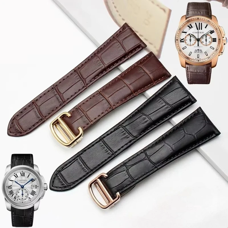 18 20 22mm 23 24 25mm For Cartier TANk London CALIBRE Genuine Leather Watchband Cowhide Folding Watch Strap Men Women Bracelet