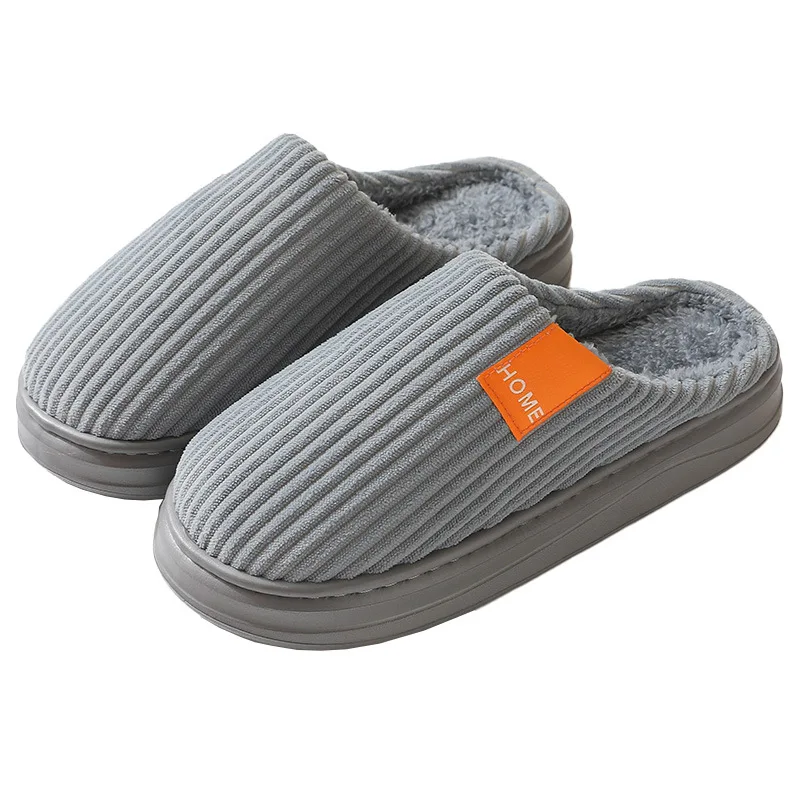 Herren Winter Extra Große Baumwoll-Hausschuhe Bequeme Warme Dicksohlen-Plüsch-Innenschuhe – Detail 19