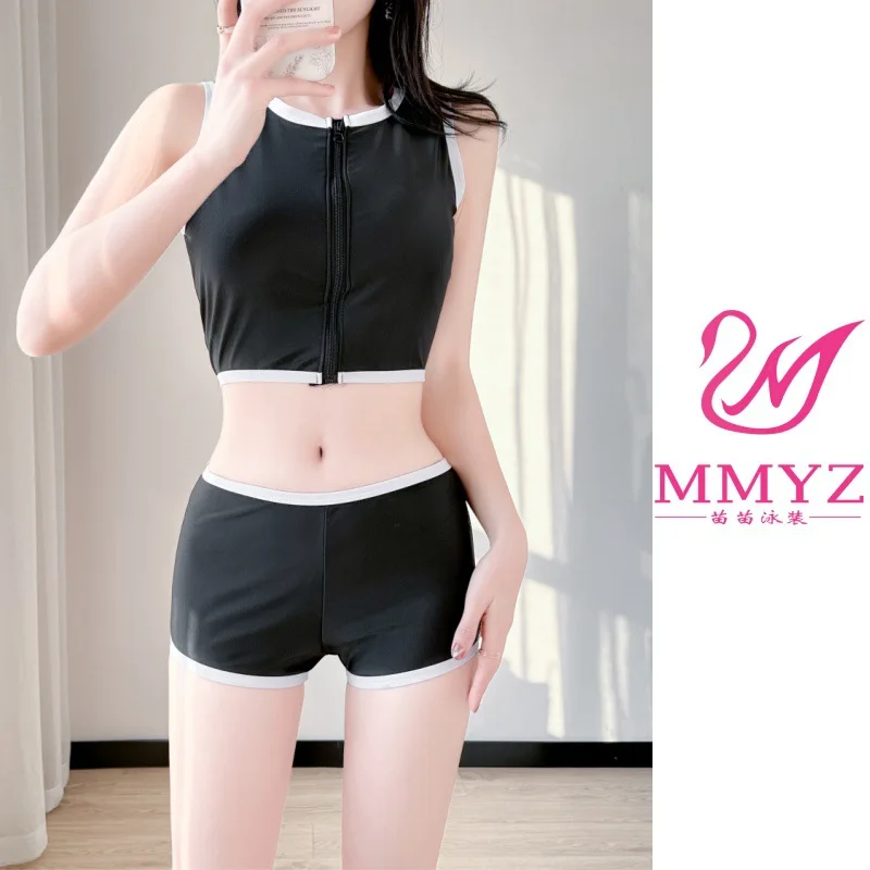 

2025 New Temperament Premium High Waist Belly Cover Skinny Sports Split Women's Hot Spring Resort Swimsuit