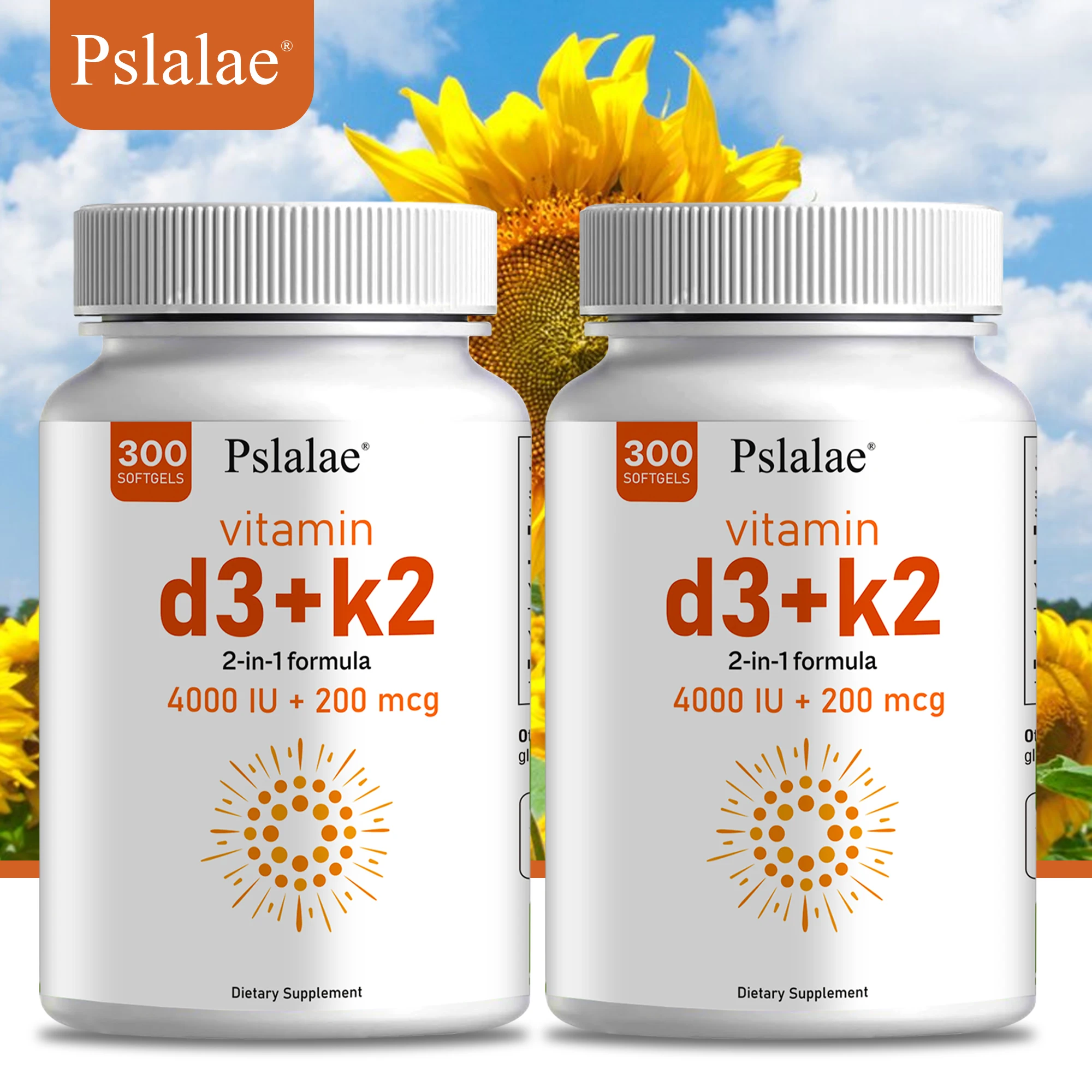 Vitamin D3 with K2 - Improves Calcium Metabolism Promotes Bone Health Heart and Immune System Health - 600 Softgels