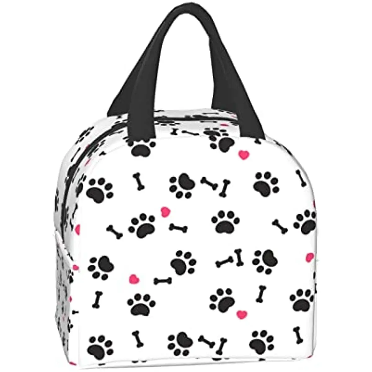 I Love Black Paw Insulated Lunch Box Bento Box Insulated Lunch Boxes Reusable Waterproof Lunch Bag with Front Pocket for School