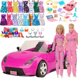 Coches de juguete en miniatura, accesorios de casa de muñecas, modelo de coche para niñas y niños, muñecas Barbie, juego de viaje para niños, regalo de cumpleaños, 30cm