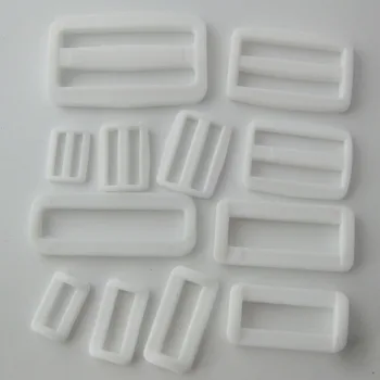 Hebilla cuadrada ajustable, hebillas de plástico blancas para bolsas deportivas, suministros de costura de ropa, 15mm, 20mm, 25mm, 32mm, 38mm, 50 unidades