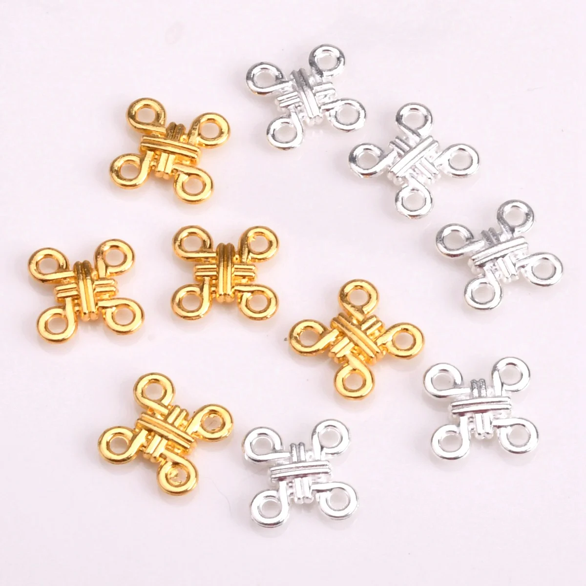 10pcs 12mm Cross Knot Shape Plated Gold/Silver Color Metal Bails Pendants Connectors For DIY Earrings Jewelry Making Findings