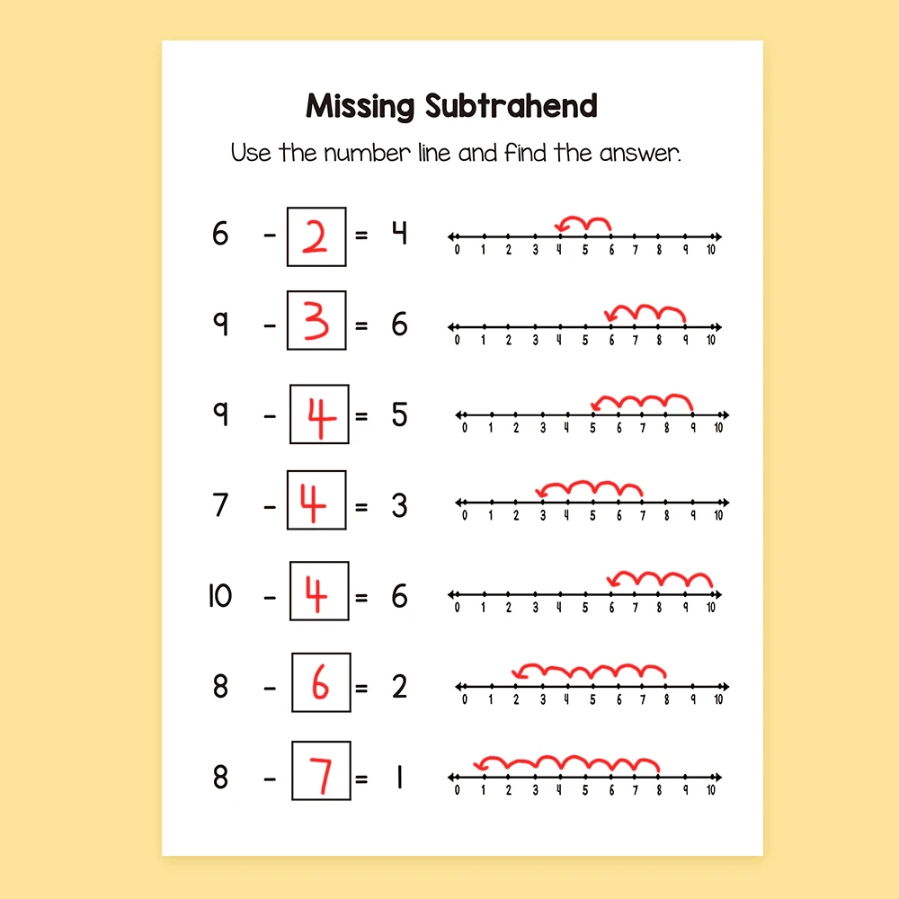 Addition & Subtraction within 20 Training Workbook Number Line Practice Book Kindergarten Preschool Maths Learning Montessori