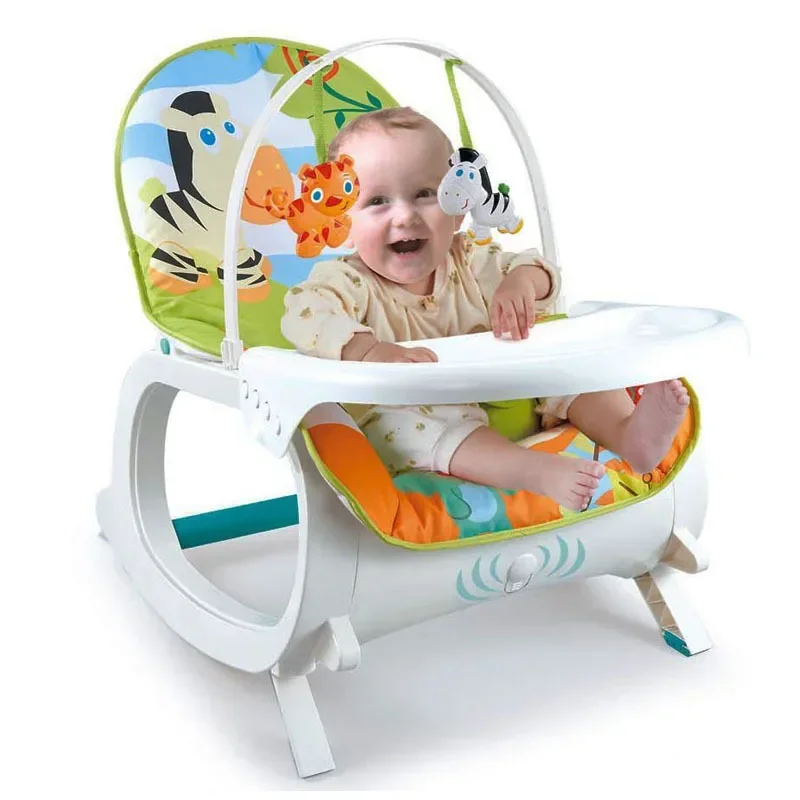 3-in-1 Multifunctional Baby Rocking Chair – Infant Swing, Bouncer Recliner, Dining Table Seat with Music for 0-6 Years Old