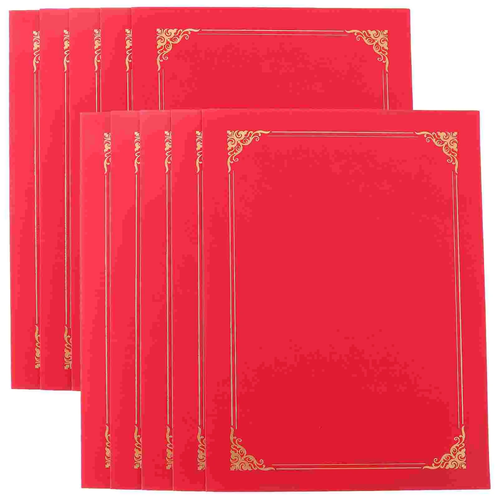 10 Pcs Blank Gilding Envelope Certificate Cover Diploma Holder Holders Award Paper