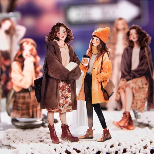 Imagen 2 del producto 10 uds/1 lote de pegatinas de papelería Kawaii, colección de trajes de fin de semana, pegatinas decorativas para diario, pegatinas artesanales para álbum de recortes