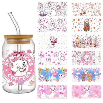Disney Cat Marie zelfklevende bekerstickers mix stripfiguren 3D waterdicht UV DTF Libby Wraps voor 16oz bril