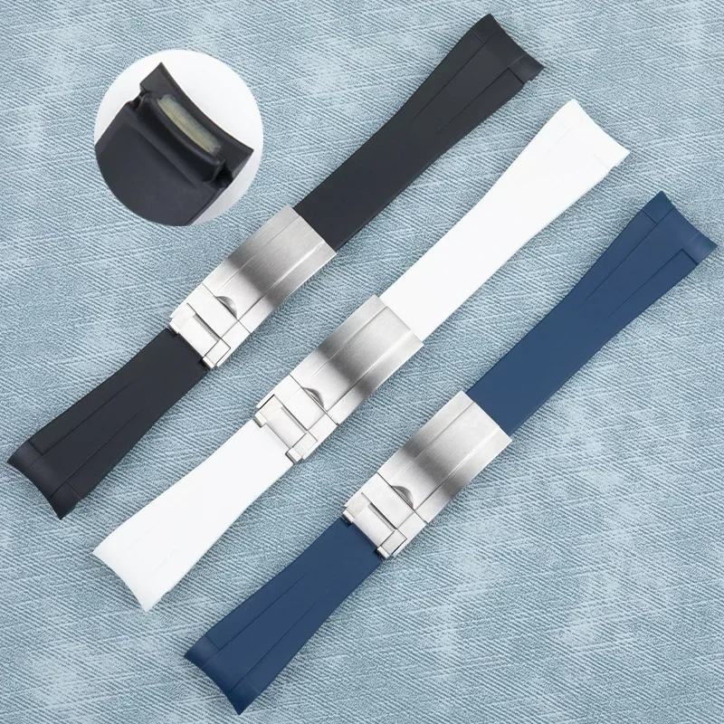 Ремешок для Rolex 20 мм подводник Carson Oysterflex GMT браслет складная пряжка 21 мм 22 мм натуральный резиновый ремешок для часов