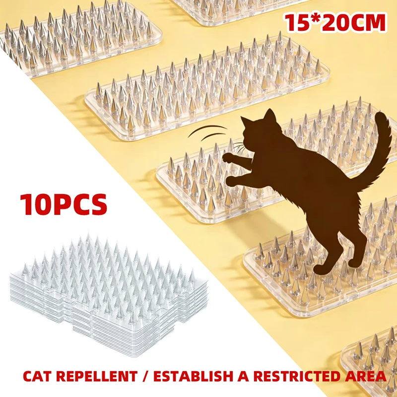 10Pcs Spikes Repeller Cat Plastic Bird Repellent Anti Pigeon Anti-bird Squirrel Garden Fences Control Transparent Spikes