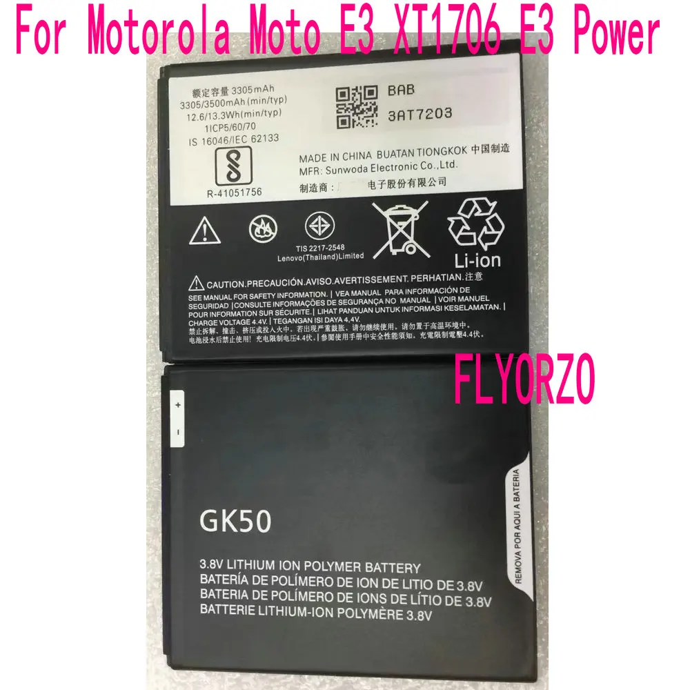 

New GK50 Battery For Motorola Moto E3 XT1706 E3 Power Replacement Mobile Phone