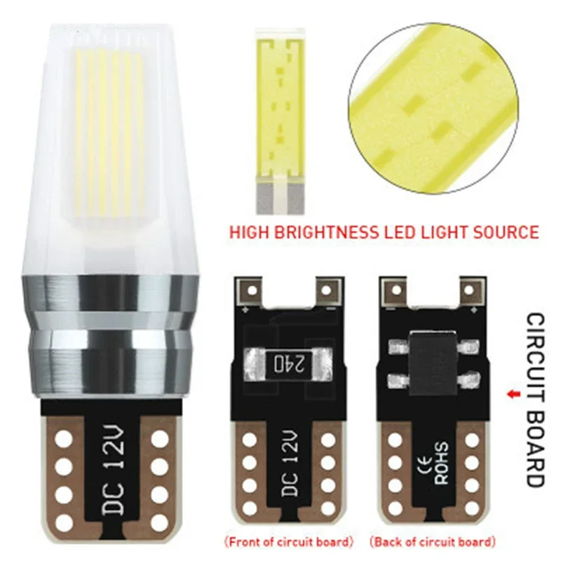 2PCS New Style T10 LED W5w High Bright Car Light Signal Lamps Canbus 12V Auto Turn Side Lights Wedge Parking Bulb 6000K White