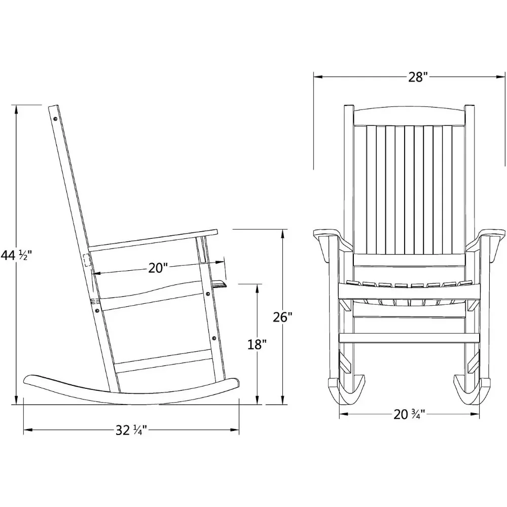 Solid Wood 2-Pieces Porch Rocking Chair, Red|