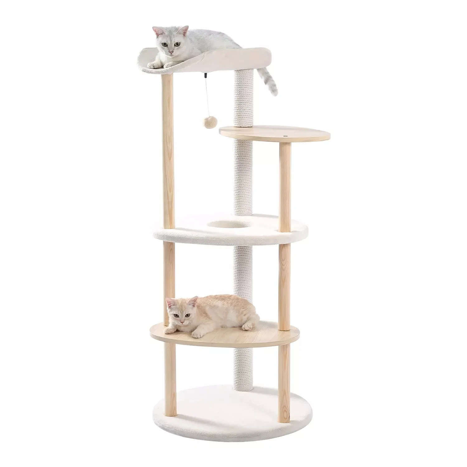 Multi-Level Luxury Cat Tree Cat Tower Wooden Activity Center with Scratching Posts