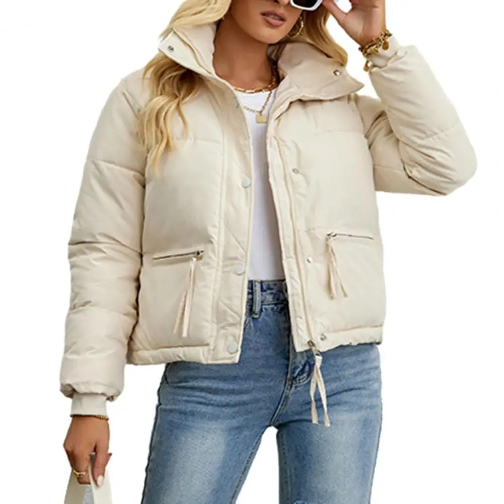 Thick Women Down Coat Jacket Zipper Thick Outwear Coat Windbreaker Lapel Classic Autumn Winter Down Jacket