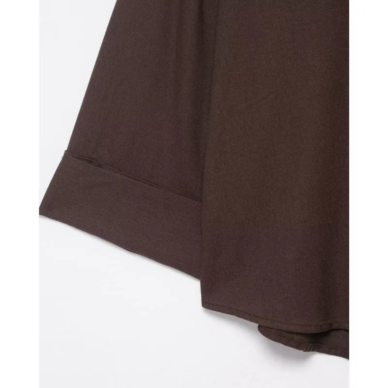 HipSeam レディース ジョニーカラーシャツ 2026 春 アシンメトリーヘム ボタン ワイドスリーブ レディース トップス シンプル レディース リネンシャツ＆ブラウス