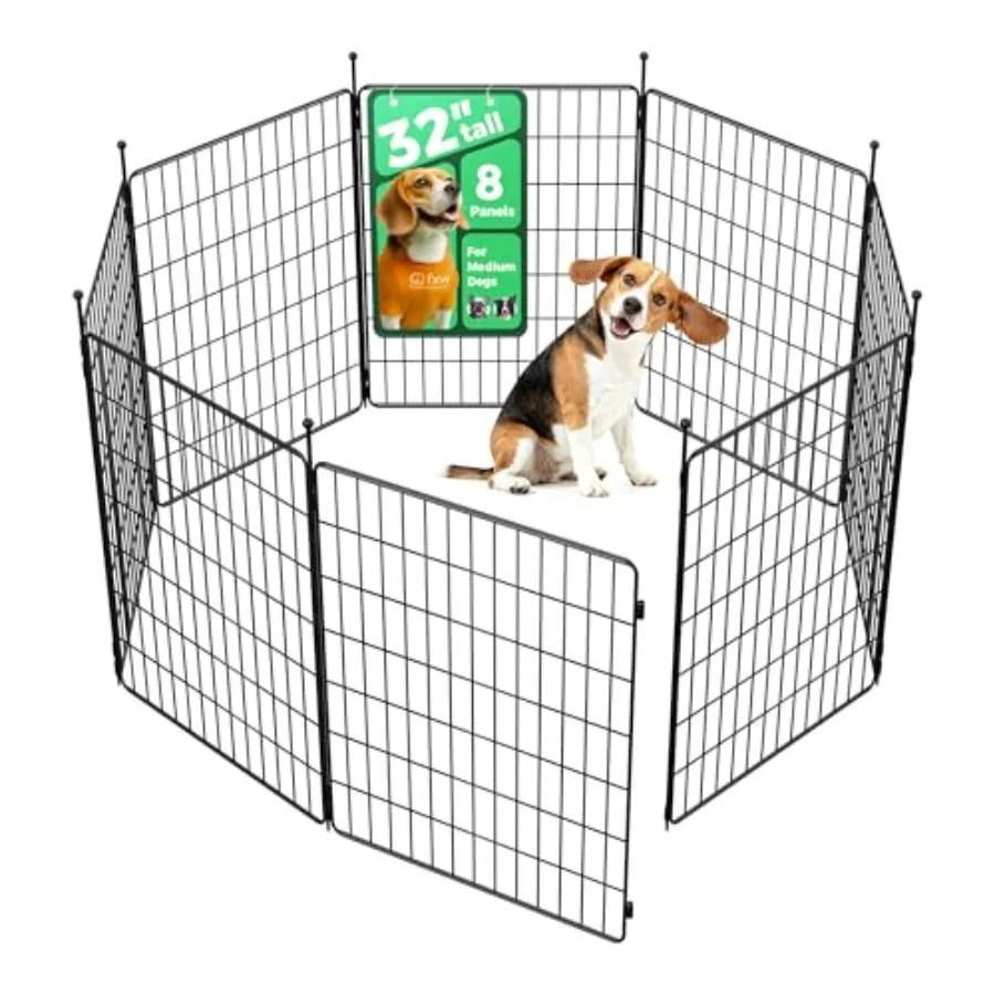 

MiniPaws Unleashed Dog Playpen Indoor Exercise Pen with Expandable and Portable Design for Small and Medium Dogs 32-inch 8 Pane