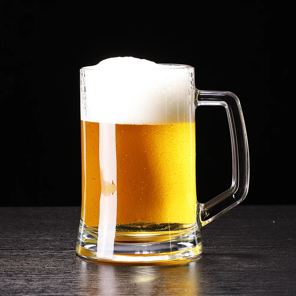 2 Pcs 500 ML Beer Steins Glasses High Quality Soda Lime Glass Transparent Dark Beer Mug 16.9 Oz Durable Glass for Bar or Home