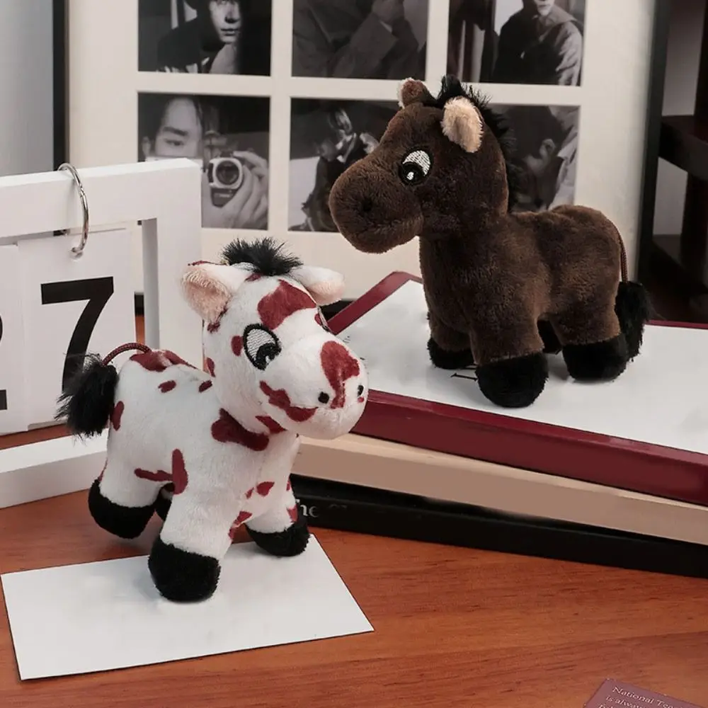 Portachiavi con cavallo di peluche con animali di peluche, decorazione da appendere, simpatico cartone animato, bambola con cavallo di peluche, decorazione da appendere, ciondolo per zaino