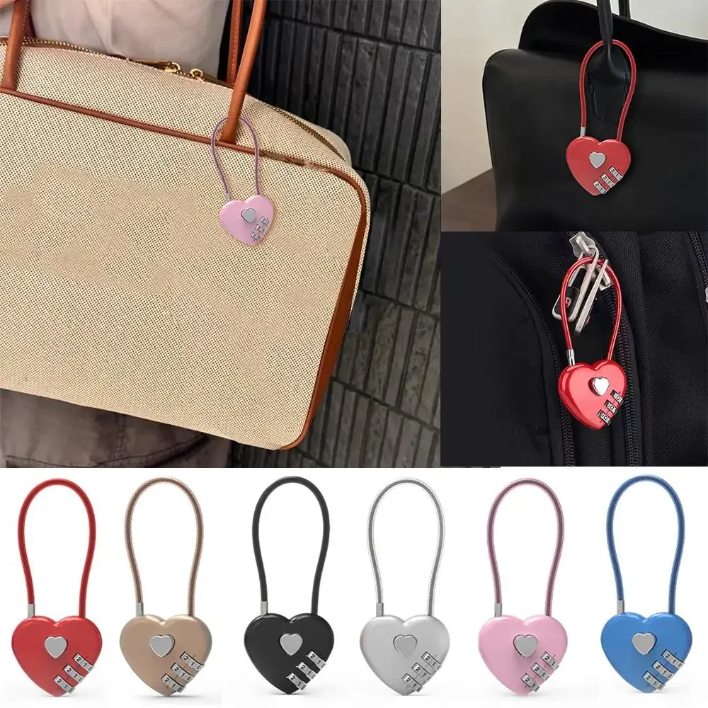 Luggage 3 Digit Password Lock Heart Shaped Travel Suitcase Locker Case Supply Code Drawers Padlock Security Tool Accessories