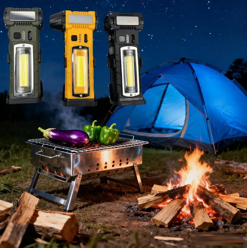 

4в1 130000 об/мин струйный вентилятор ручной бесщеточный турбовентилятор с фонариком COB и веревочным резаком уличный кемпинг фен инструмент для чистки