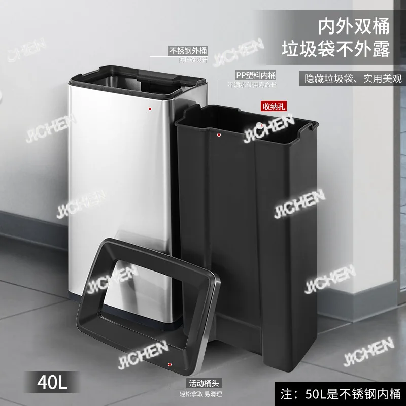 

XXH квадратный мусорный бак из нержавеющей стали, большой мусорный бак для ванной комнаты, торговый центр, мусорный бак для общественного туалета