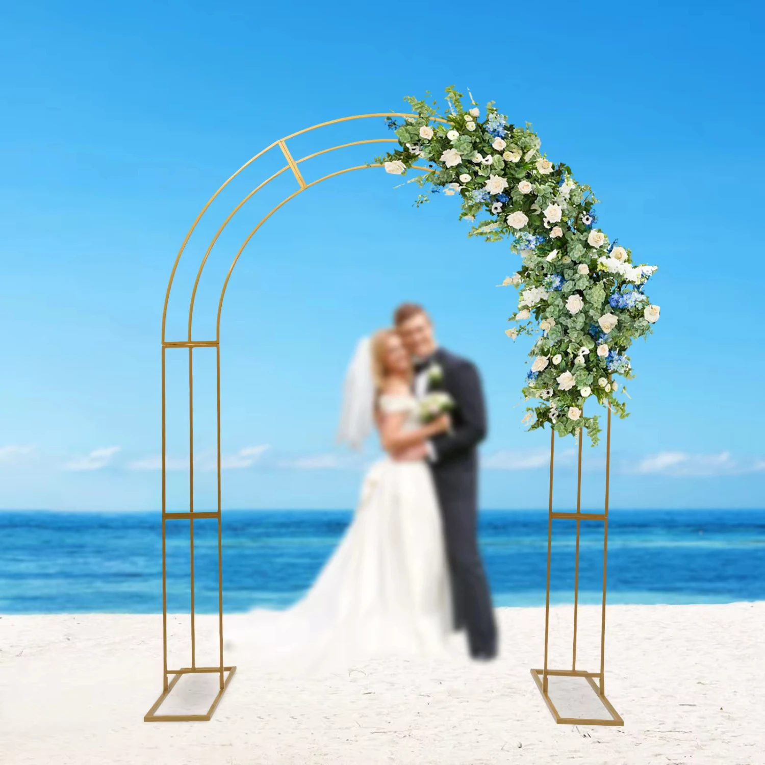 

New Metal Wedding Garden Arch Trellis Heavy Duty Backdrop Balloon Archway Decoration Stand with Sturdy Base Indoor Outdoor Party