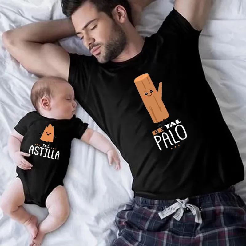 Funny Family Matching Shirts De Tal Palo Tal Astilla T-shirts Daddy and Boys Girls Tees Baby Rompers Father's Day Outfits Gifts