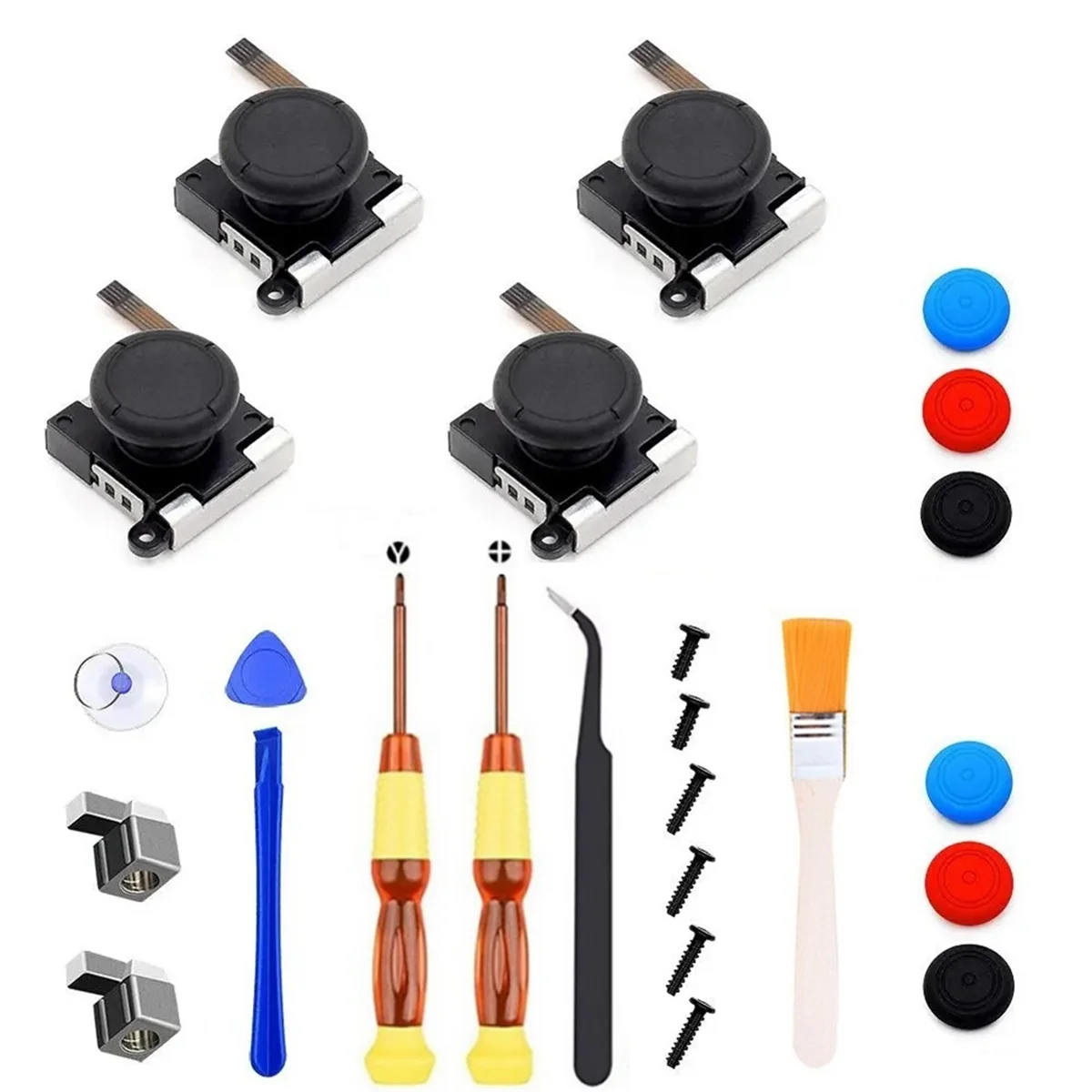 AT-25PCS Set 3D Analog Joystick+Screwdriver+Joystick Cap For NS Switch Lite Joycon Controller Repair