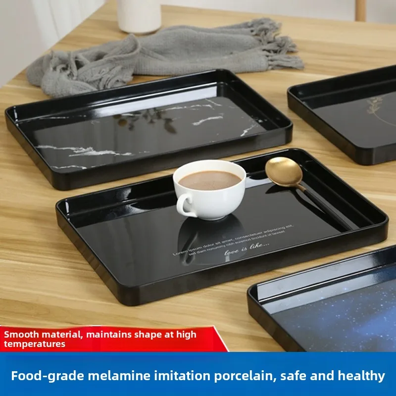 

Modern Nordic Ins Style Rectangular Tea Cup Tray Luxury Elegant Flat Plate Pure Color Adult Dinnerware Dishware Matierals