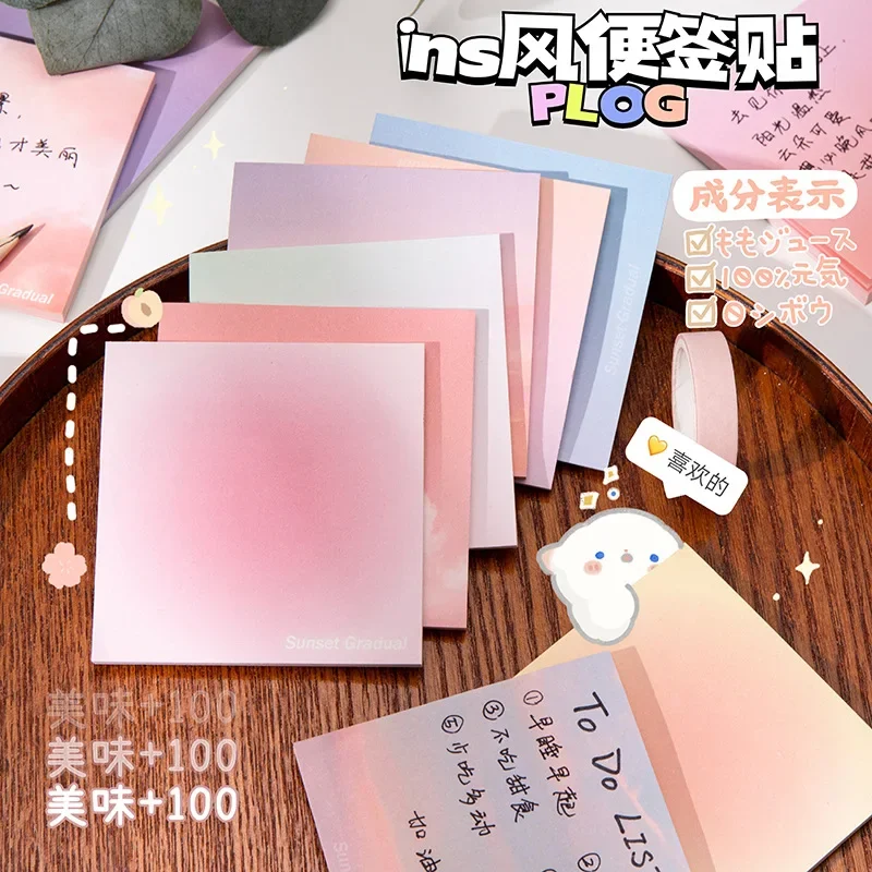 Imagem -03 - Kawaii Tearable Sticky Notes Bonito Memo Pad Estudante Papelaria Estética Acessórios de Escritório 200 Pcs por Conjunto