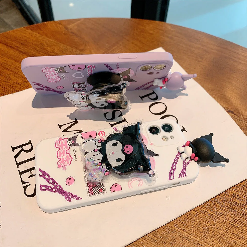 Sanrio Kuromi 3D Cartoon Phone Cases For iPhone 15 14 13 12 11 Pro Max XR XS MAX 8 X 7 Anti-drop Soft Silicone Cover Y2k Girls