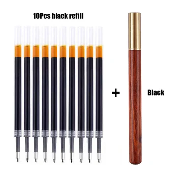 1+10 יחידות / מערכת עט כדורי עץ וינטאג 'כדור מתכת עט כדורי סטציונרי בית ספר עסקים מתנות ציוד