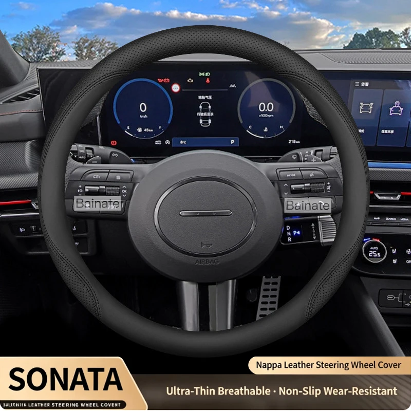 auto steering wheel cover, For Hyundai Tucson 4 L Sonata 2024-2026, Ultrathin Leather, car steering wheel case, car accessories