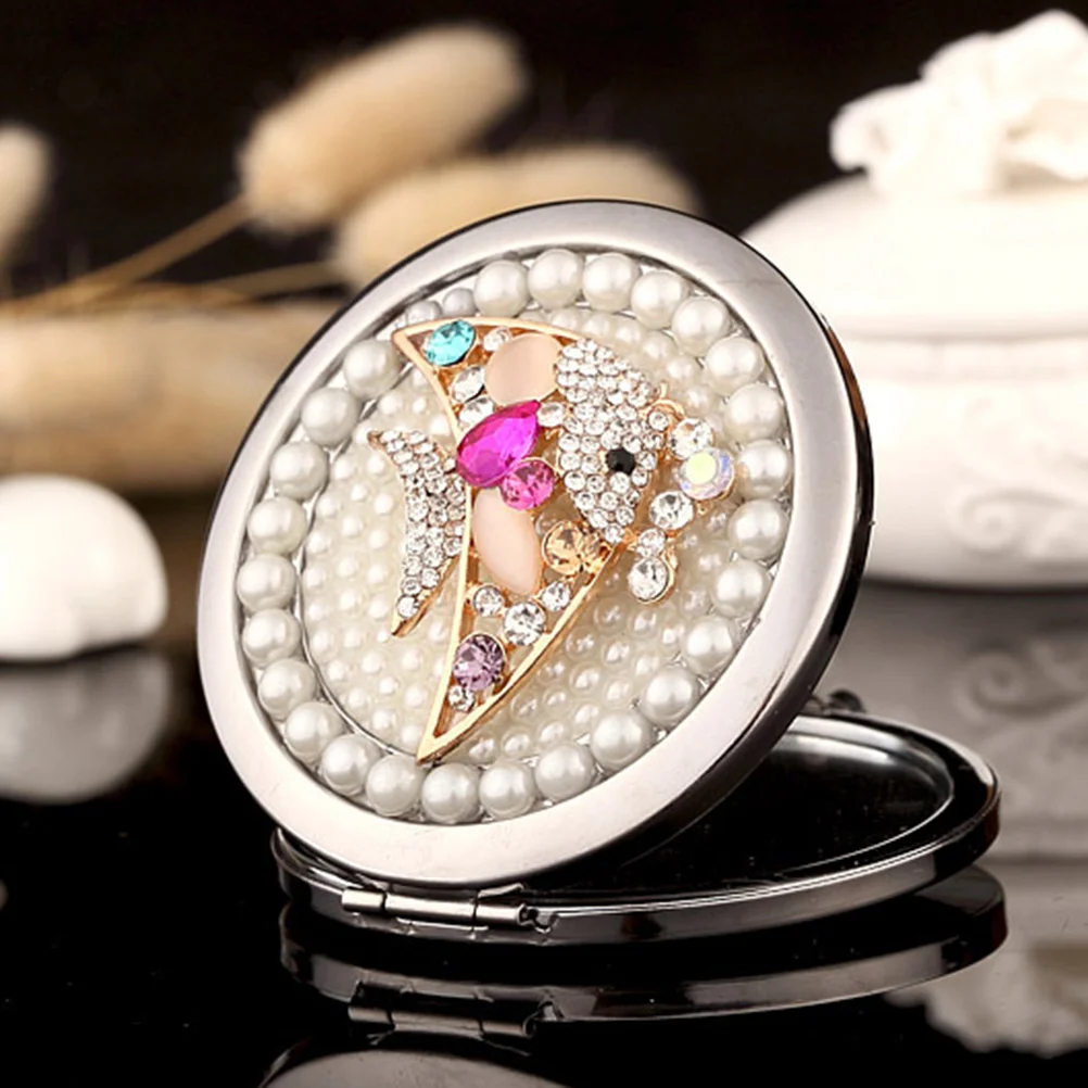 Miroir de maquillage Compact Portable en métal, Design poisson, petit miroir de voyage double face, léger, Mini cadeau de transport de poche