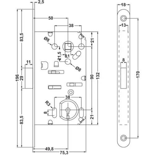 Hafele Magnet Magnetic Lock Room Type Chrome Matte