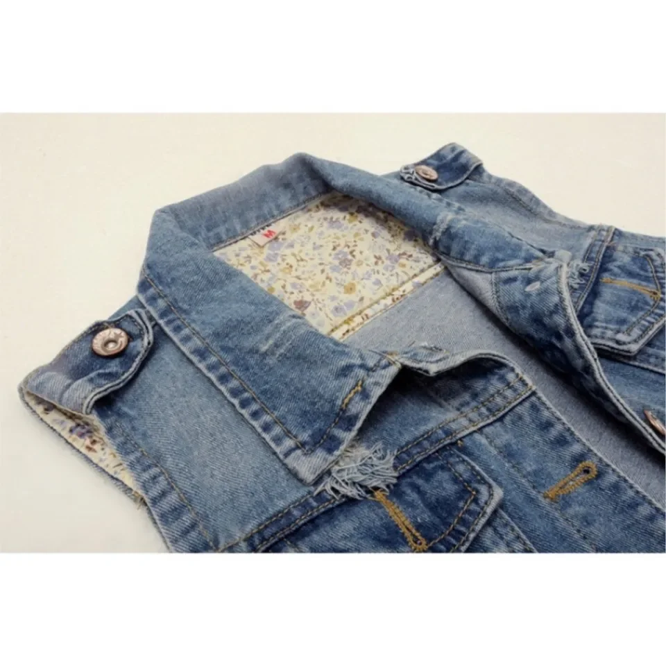Casual And Fashionable Ripped Sleeveless Denim Vest Top Women's Spring And Autumn Unique Denim Vest Outer Coat Female Tops 2025 - Detail 1